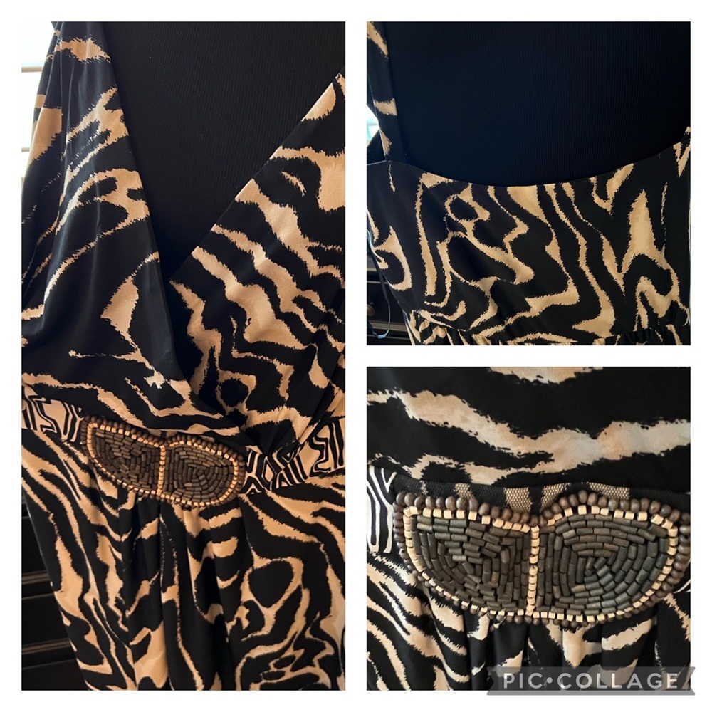 maxi dress animal print sleeveless, summer, beaded detail, MSK , NWT size 2X